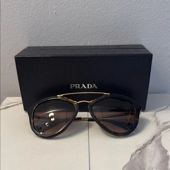 Prada | Accessories | Prada Black And Gold Aviator  display picture 3